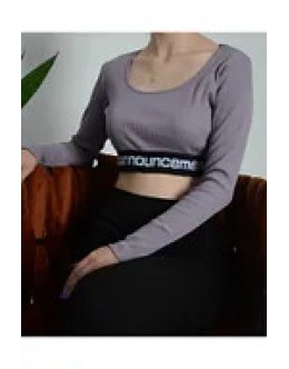 Asbe Serisi Lila Belli Yazılı Lastikli Bisiklet Yaka Crop